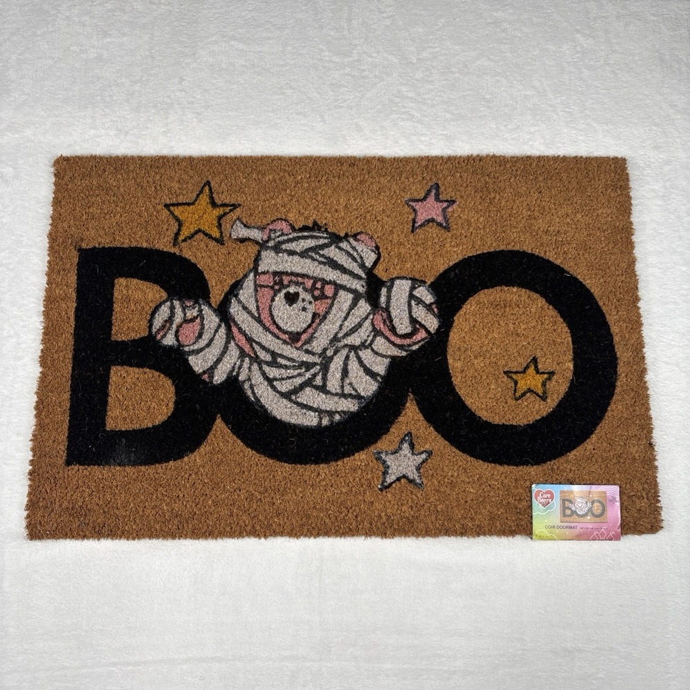 Care Bears Halloween BOO mummy Pumpkin Outdoor Coir Door Mat 18 X 28"